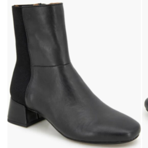 GENTLE SOULS By Kenneth Cole Eileen Women's Leather Block Heel Boots Black 8.5 - Picture 1 of 7